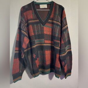 Adonis brand size M striped Style Multicolor Sweater, acrylic and wool blend